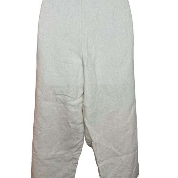 Eileen Fisher Cream Wide-Leg Linen Cropped Pants Size PL - Picture 2 of 6